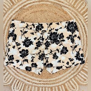 J. Crew Black and Cream Floral Shorts
